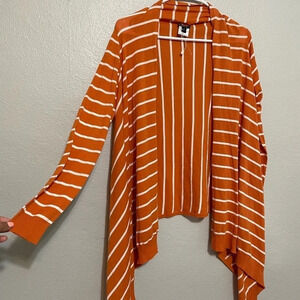 Lafayette 148 Stiped Cardigan Draped Front​​​​​